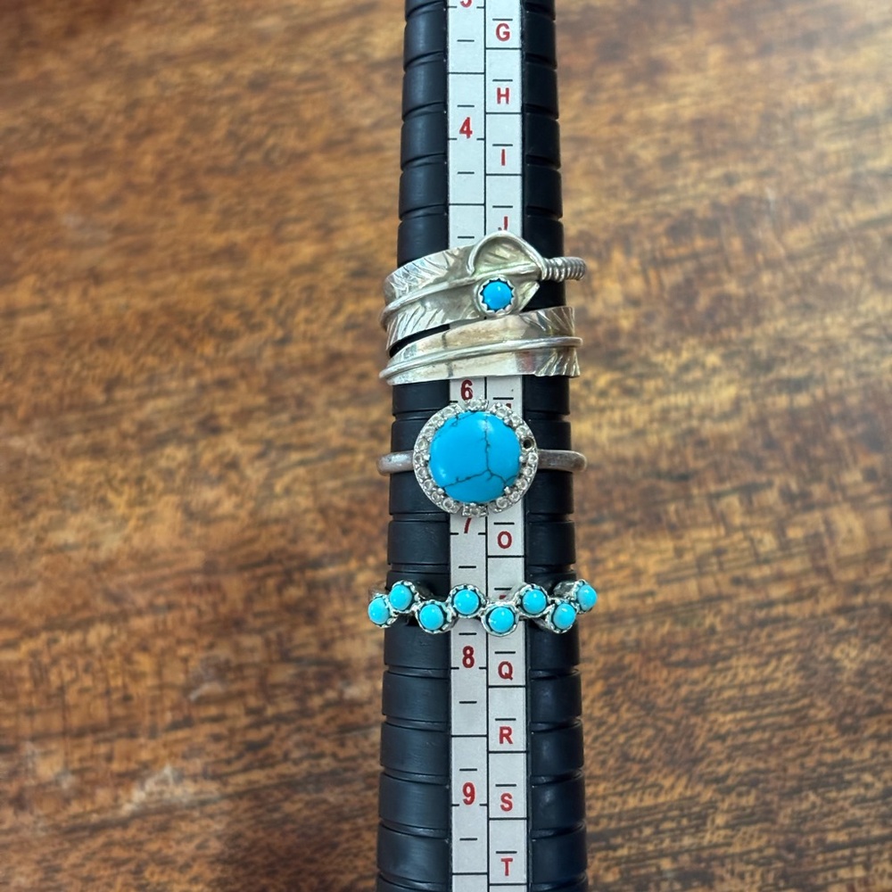 Silver and Turquoise Ring Set